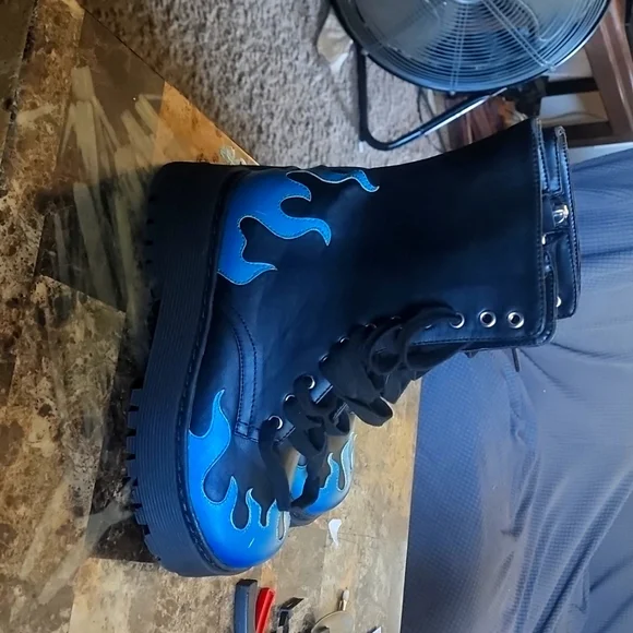 Dolls Kill | Shoes | Blue Flame Combat Boots | Poshmark display picture 3